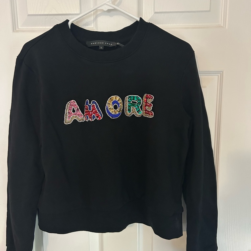 Endless Rose Black Sweatshirt with Multicolor Design